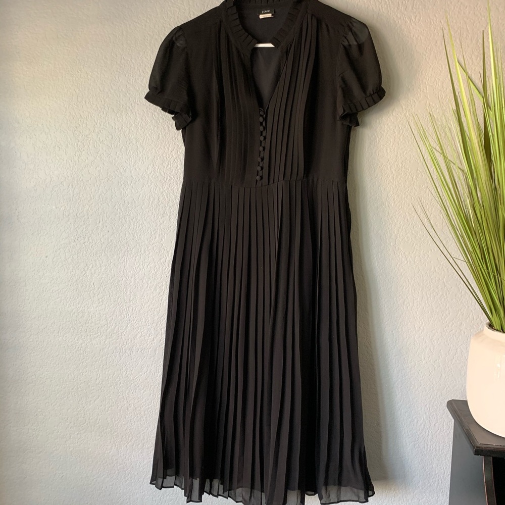 J.Crew black sheer pleated dress